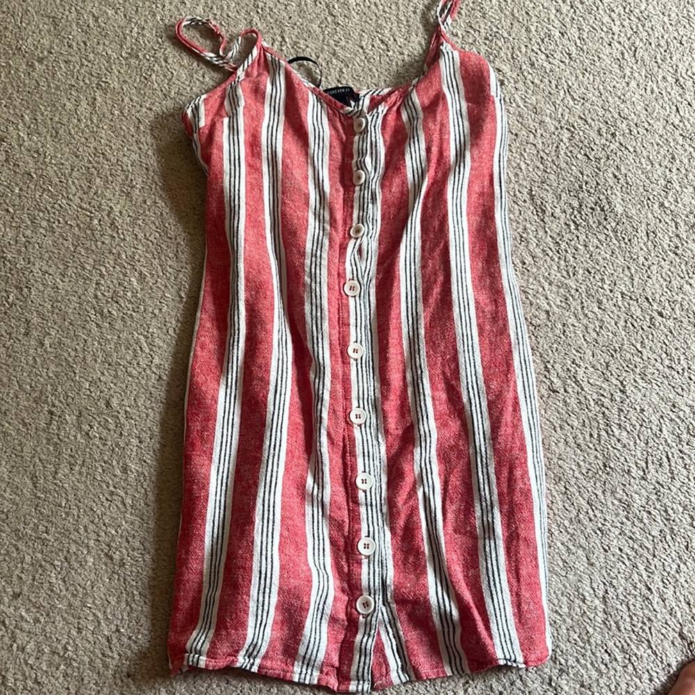 Red and white striped dress